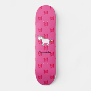 Cute unicorn roze vlinder skateboard