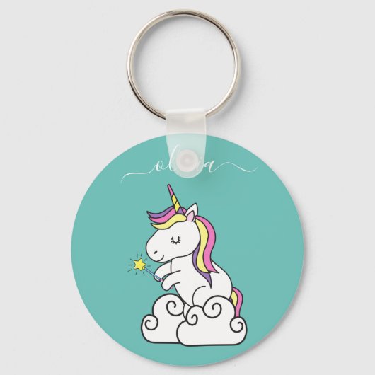 Cute unicorn sleutelhanger met aangepaste meisjesn (Voorkant)