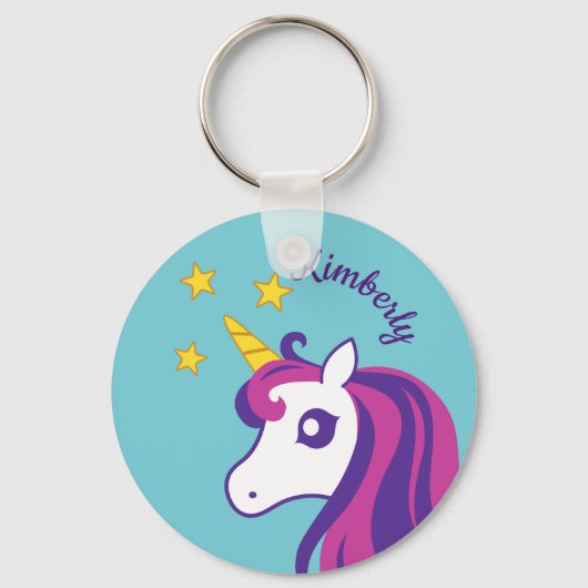 Cute unicorn sleutelhanger met aangepaste meisjesn (Voorkant)