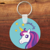 Cute unicorn sleutelhanger met aangepaste meisjesn (Voorkant)