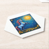 Cute Unicorn Starry Night (4) Kartonnen Onderzetters (Schuin)