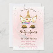 Cute Unicorn, Stars Baby shower Invitation (Devant)