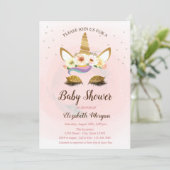 Cute Unicorn, Stars Baby shower Invitation (Debout devant)