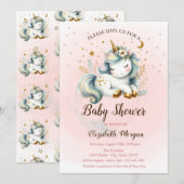 Cute Unicorn Stars Moon Baby shower Invitation (Devant / Derrière)