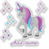 Cute Unicorn & Stars Sticker (Voorkant)