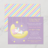 Cute Unicorn sur Moon Baby Shower Invitations (Devant / Derrière)