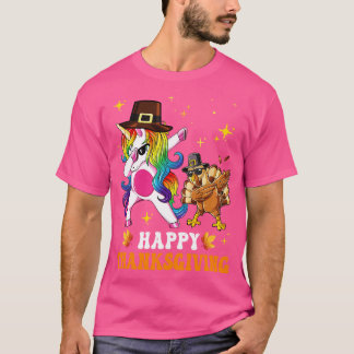 Cute unicorn Thanksgiving voor meisjes Pet Tu T-shirt