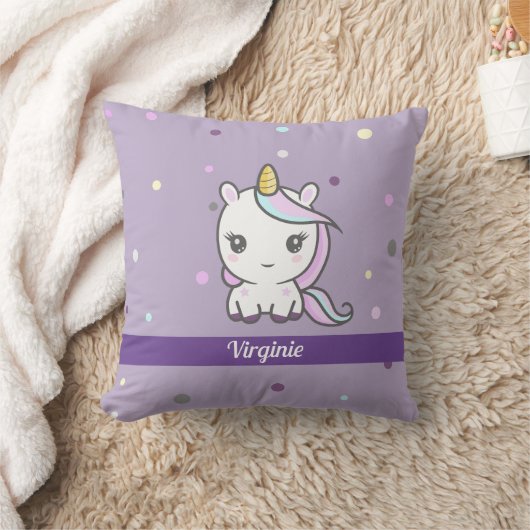 Cute Unicorn violet Coussin (Couverture)