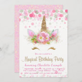 Cute Unicorn Visage Anniversaire Invitations Fête (Devant / Derrière)