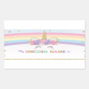Cute Unicorn Wat is uw Unicorn Name Game Rechthoekige Sticker