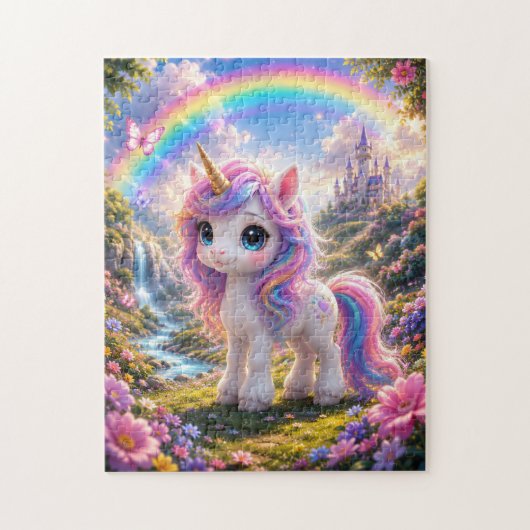Cute Unicorn with Rainbow Jigsaw Puzzle (Vertical)