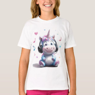 Cute Unicorne avec casque T-shirt