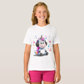 Cute Unicorne avec casque T-shirt (Devant entier)