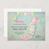 Cute Unicorne/Ballons Invitation d'anniversaire pr (Devant / Derrière)