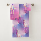 Cute Unicorne Blanche Avec Rose & Bleu Mane (En situation)