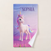 Cute Unicorne Blanche Avec Rose & Bleu Mane (Serviette à main)