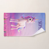 Cute Unicorne Blanche Avec Rose & Bleu Mane (Serviette à main)