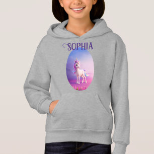Cute Unicorne Blanche Avec Rose & Bleu Mane