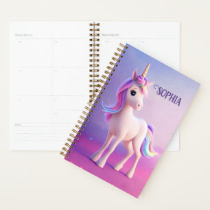 Cute Unicorne Blanche Avec Rose & Bleu Mane