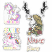 Cute Unicorns Custom-Cut Vinyl Sticker (Voorkant)
