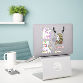 Cute Unicorns Custom-Cut Vinyl Sticker (Laptop op bureau)