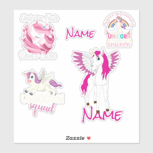 Cute Unicorns Custom-Cut Vinyl Sticker (Vel)