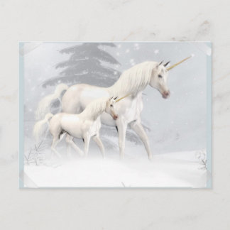 Cute Unicorns in sneeuw 1 Briefkaart