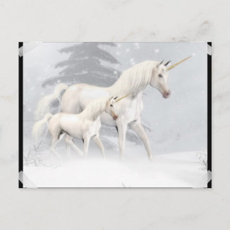 Cute Unicorns in sneeuw 1 Briefkaart