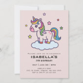 Cute Unicorns Invitation de fête d'anniversaire (Devant)