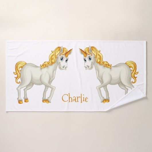 Cute Unicorns nom personnalisé ensemble de serviet (Serviette de bain)