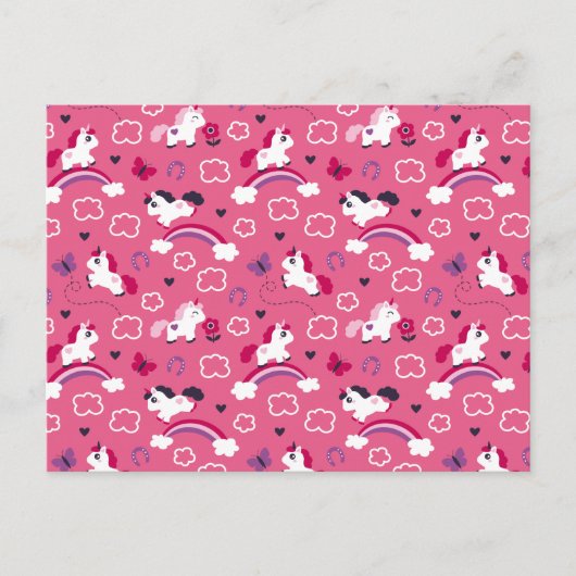Cute Unicorns Pattern Briefkaart (Voorkant)