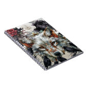 Cute Unique Boho Wolf Raven & Florals Notebook Notitieboek (Rechterzijde)