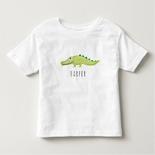 Cute Unisex Waterverf Crocodile Safari met naam Kinder Shirts