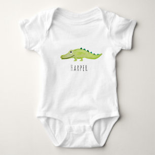 Cute Unisex Waterverf Crocodile Safari met naam Romper