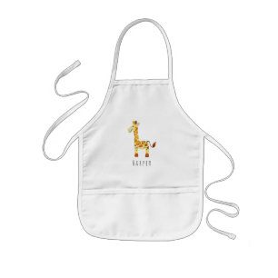 Cute Unisex Waterverf Giraffe Safari met naam Kinder Schort