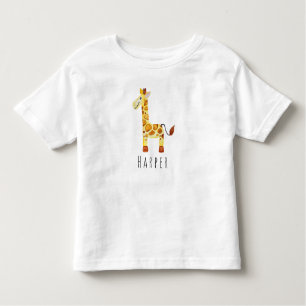 Cute Unisex Waterverf Giraffe Safari met naam Kinder Shirts
