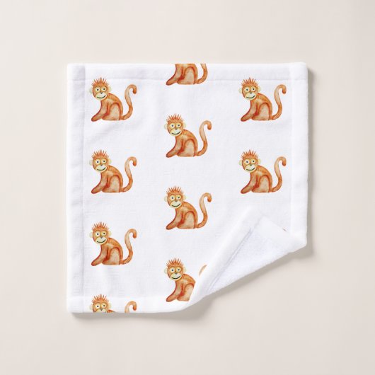 Cute Unisex Waterverf Oerwoud Monkey Baby/Child Bad Handdoek (Wasdoekje)