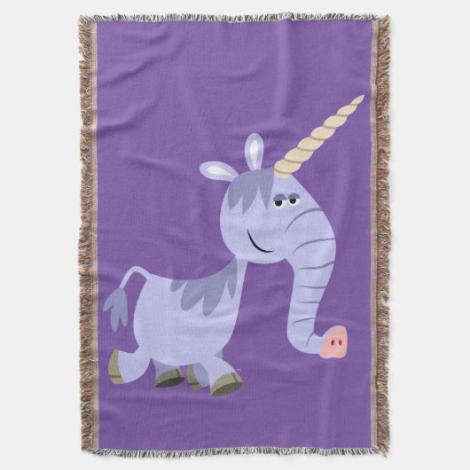 Cute Unusual Cartoon Unicorn Throw Blanket Deken (Voorkant Verticaal)