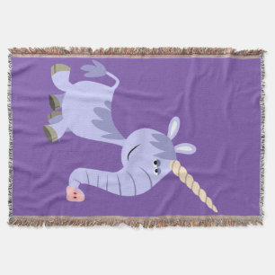 Cute Unusual Cartoon Unicorn Throw Blanket Deken