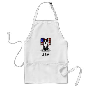Cute USA American Flag Boston Terrier Dog (zwart) Standaard Schort