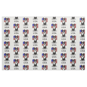 Cute USA American Flag Boston Terrier - (zwart) Stof