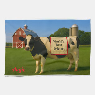 Cute Vache Serviette de cuisine personnalisée pour
