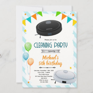 Cute vacuum theme party invitation