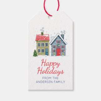 Cute vakantiehuisjes feestelijk cadeaulabel