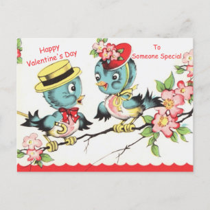 Cute Valentijn Bluebiirds & Blossom  Copy Briefkaart
