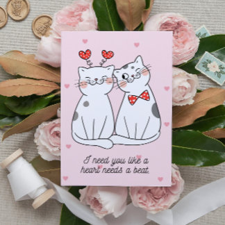 Cute Valentijn Cat Couple Briefkaart
