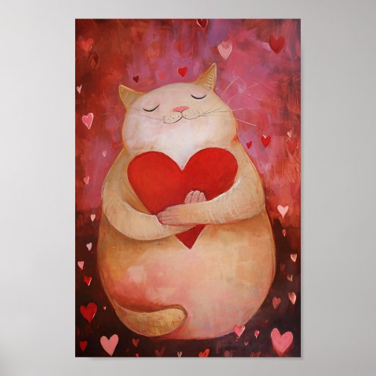 Cute Valentijn Cat Poster (Voorkant)