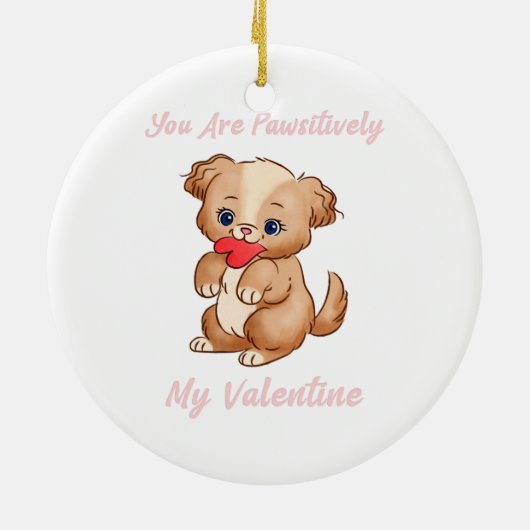 Cute Valentijn Dog Valentijnsdag Classic Keramisch Ornament (Achterkant)