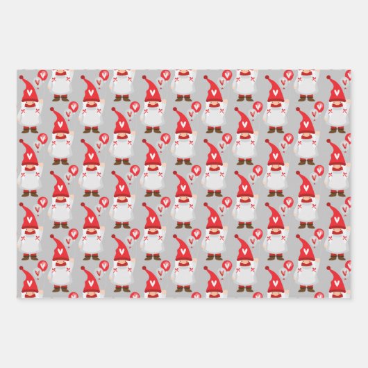Cute Valentijn Girl Gnome Pattern Inpakpapier Vel (Voorkant 3)
