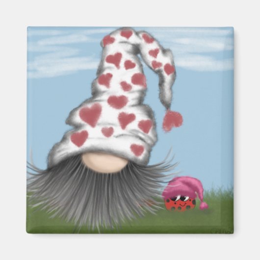 Cute Valentijn Gnome Magneet (Voorkant)